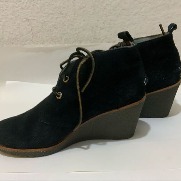 Sperry Top Sider Harlow Bootie Women's 7 Black Suede Wedge Ankle Boots 9103037 - Picture 5 of 14